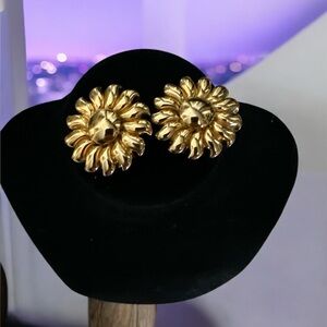 JOAN RIVERS SIGNED SUNFLOWER CLIP ON EARRINGS